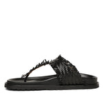 Saint Filomena Black Woven Leather Slip On Flats