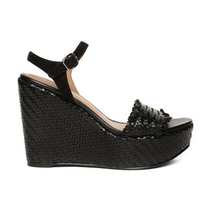 Saint Rialta Black Woven Wedges