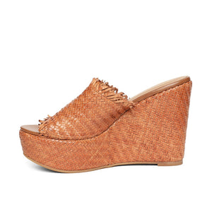 Saint Ortensia Tan Woven Wedges
