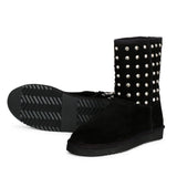 Saint Massima Metal Studded Black Suede Snug Boots