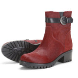 Saint Graziana Red Pony Hair Leather Ankle Boots