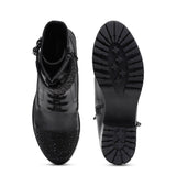 Saint Binita Black Studded Buckle Strap With Lace Up Boots