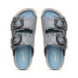 Saint Ravenna Blue Woven Leather Sliders