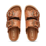 Saint Ravenna Tan Woven Leather Sliders