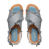 Saint Gaetana Blue Woven Leather Sandals