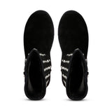 Saint Massima Metal Studded Black Suede Snug Boots