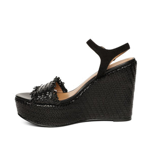 Saint Rialta Black Woven Wedges