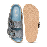 Saint Ravenna Blue Woven Leather Sliders