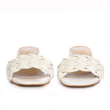 Saint Kate White Woven Mid Heel Mules