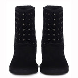 Saint Estrella Metal Studded Black Suede Snug Boots