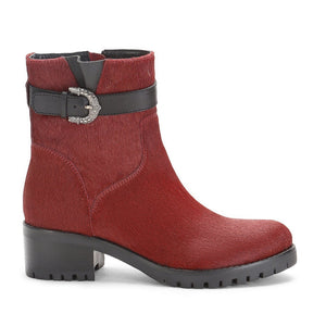 Saint Graziana Red Pony Hair Leather Ankle Boots