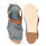 Saint Gaetana Blue Woven Leather Sandals