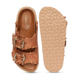 Saint Ravenna Tan Woven Leather Sliders