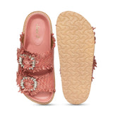 Saint Ravenna Pink Woven Leather Sliders