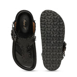 Saint Filomena Black Woven Leather Slip On Flats