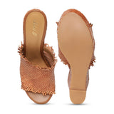 Saint Ortensia Tan Woven Wedges