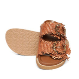 Saint Ravenna Tan Woven Leather Sliders