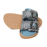 Saint Ravenna Blue Woven Leather Sliders