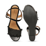 Saint Rialta Black Woven Wedges