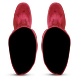 Saint Kara Maroon Stretch Velvet Above The Knee Heeled Boots