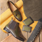 Saint Agostino Two Color Toned Olive Leather Boot With Set
