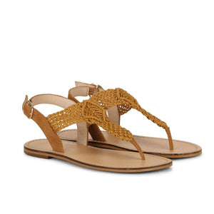 Saint Wini Woven Tan Leather Flats - SaintG