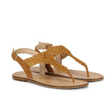 Saint Wini Woven Tan Leather Flats - SaintG
