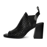 Saint Bella Leather Handcrafted Woven Open Toe Block Heel