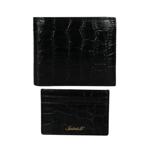 Black Croco Leather Men's Wallet Set - SaintG