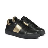 Saint Elen Black and Gold Leather Sneakers