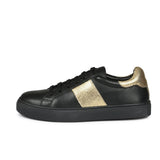 Saint Elen Black and Gold Leather Sneakers