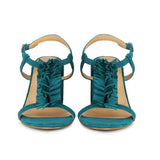 Saint Milana Blue Suede Leather Fringed Block Heels