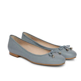 Saint Damita Blue Leather Handcrafted Ballet Flats
