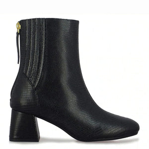 Saint Stellina Black Leather Back Zip Block Heel Boots