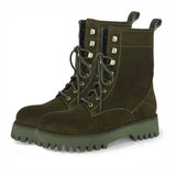 Saint Anastasia Bosco Green Leather Lace Up High Ankle Boots