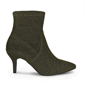 Saint Callista Gold Glitter Stretch Fabric Pointed Toe Ankle Boots
