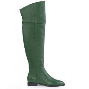 Saint Grace Green Leather Above The Knee Boots