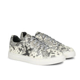 Grey Textured Python Leather Sneakers