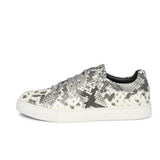 Grey Textured Python Leather Sneakers