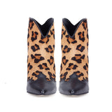 Saint Katherine Beige Leopard Print Calf Hair Leather Ankle Boot