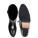 Saint Kiara Black Leather Knee High Block Heel Boot