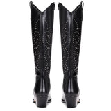 Saint Kiara Black Leather Knee High Block Heel Boots
