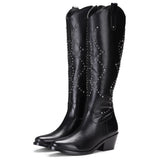 Saint Kiara Black Leather Knee High Block Heel Boot