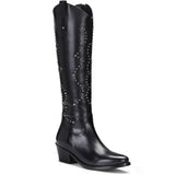Saint Kiara Black Leather Knee High Block Heel Boots