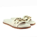 Saint Kiera Off White Chain-Link Trim Slides