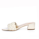 Saint Kate White Woven Mid Heel Mules