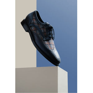 Saint Faustin Navy Leather Lace Up Brogue