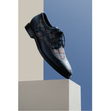 Saint Faustin Navy Leather Lace Up Brogue