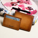 Tan Leather Men's Wallet Set
