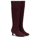 Saint Bellerose Maroon Suede Kitten Heel Knee High Boots